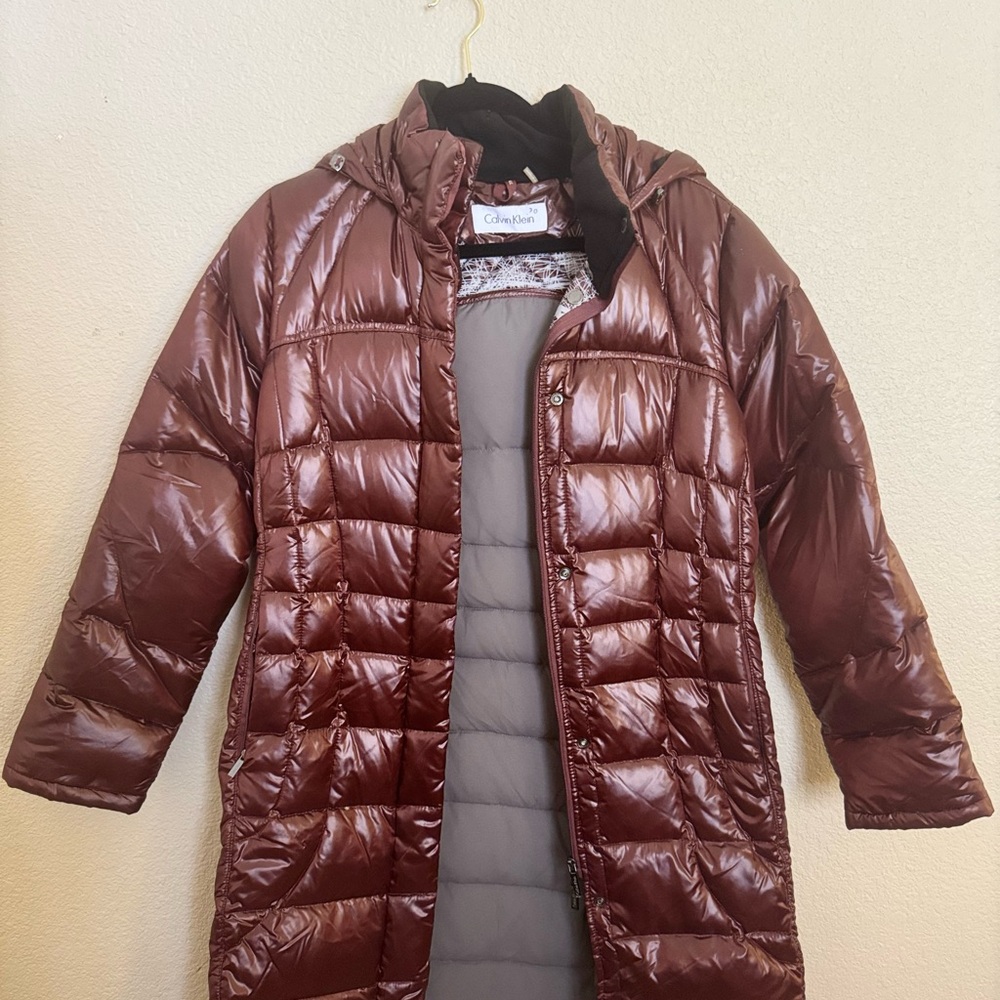 Calvin Klein Brown Puffer Jacket with Quilted Design